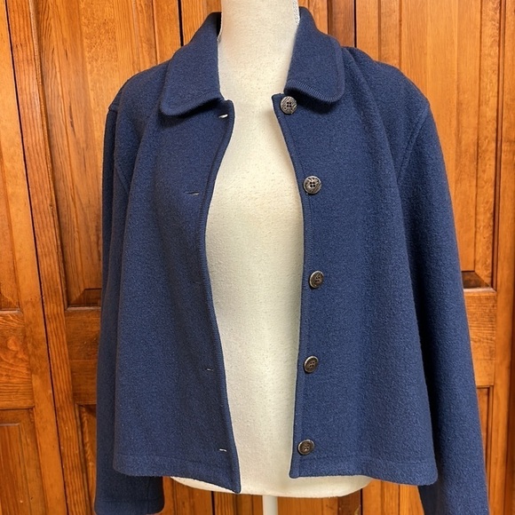 J. Jill Ltd. Vintage Worsted Wool Blue Button-down Boxy Fit Lagenlook Jacket M - Picture 4 of 9